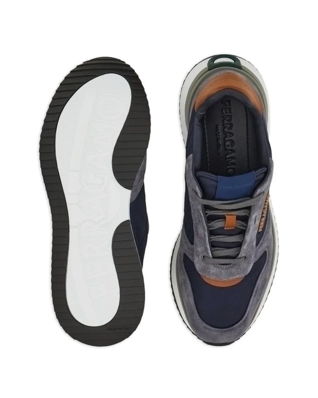 Ferragamo Blue Mixed Material Sneakers for men