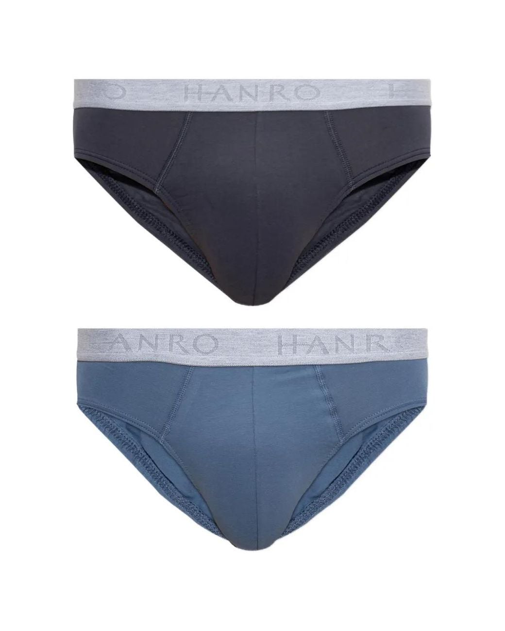 Hanro Blue Cotton Essentials Briefs (Set Of Two) for men