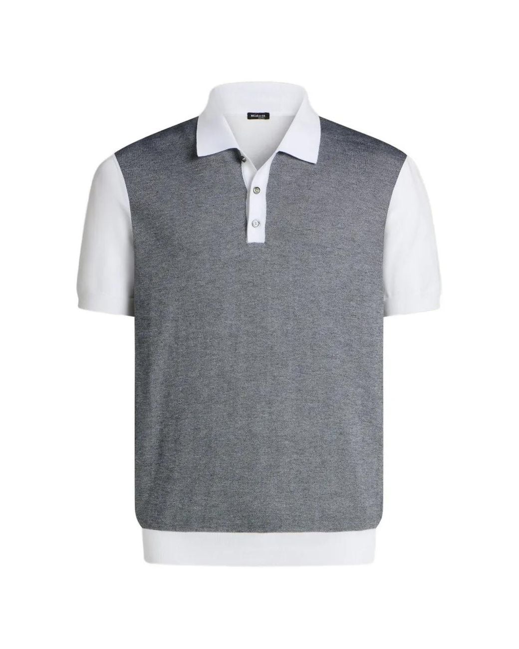Kiton Gray Contrast-Collar Polo Shirt for men