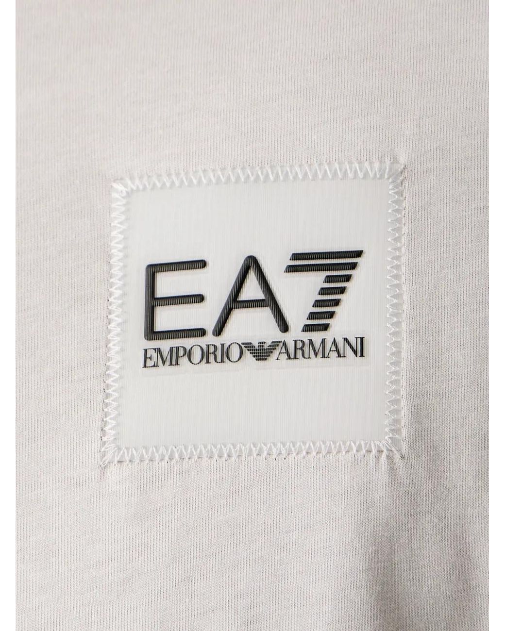EA7 White Logo-Patch T-Shirt for men