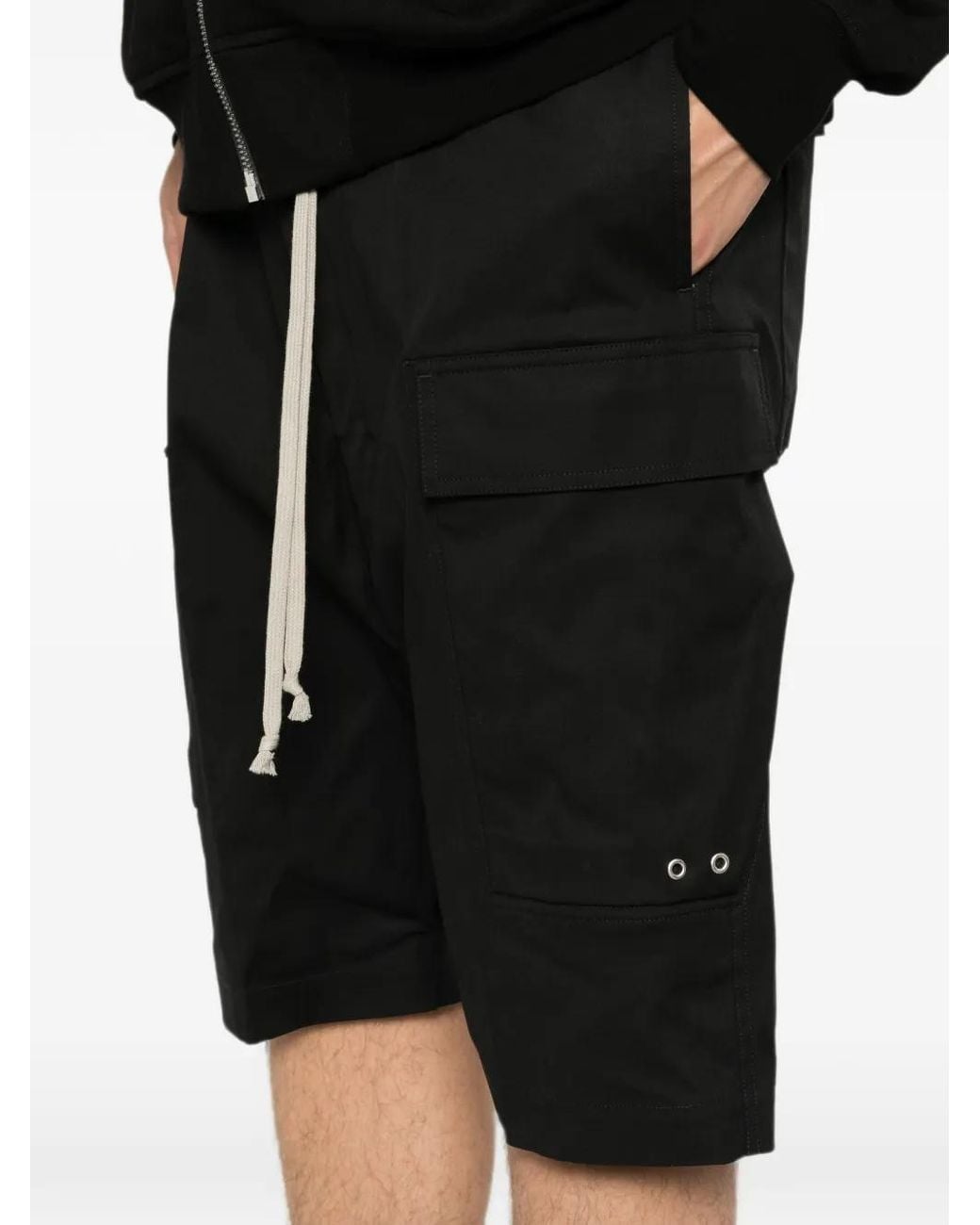 Rick Owens Black Short Cargo À Taille Élastiquée for men