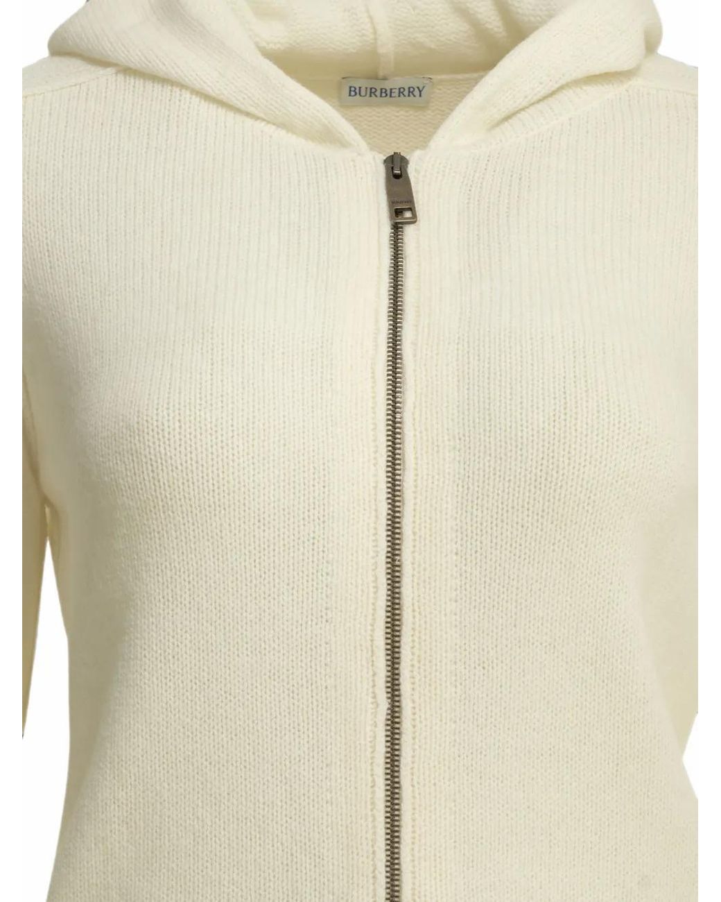 Burberry White Jillian Zip-Up Hooded Hoodie