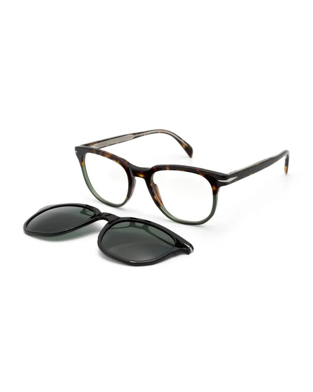 David Beckham Green Tortoiseshell-Effect Clip-On Glasses