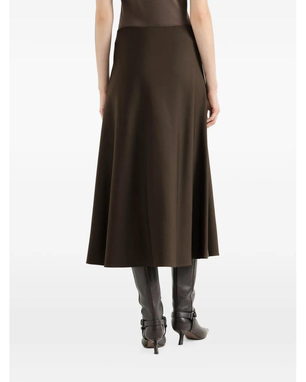 Brunello Cucinelli Brown Comfort Virgin Wool And Viscose Twill Flute Skirt