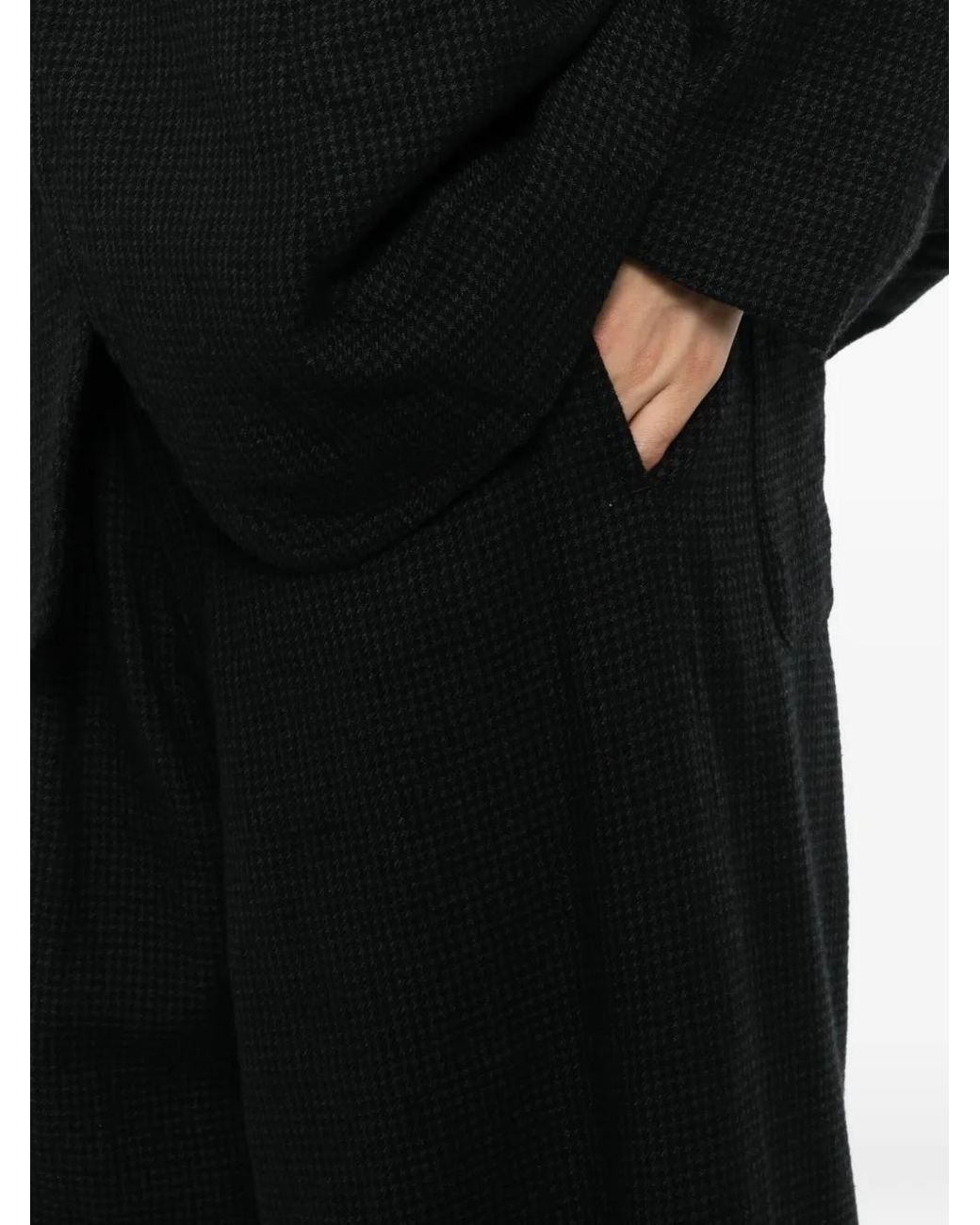 Nude:mm Black Houndstooth-Pattern Pleated Trousers for men
