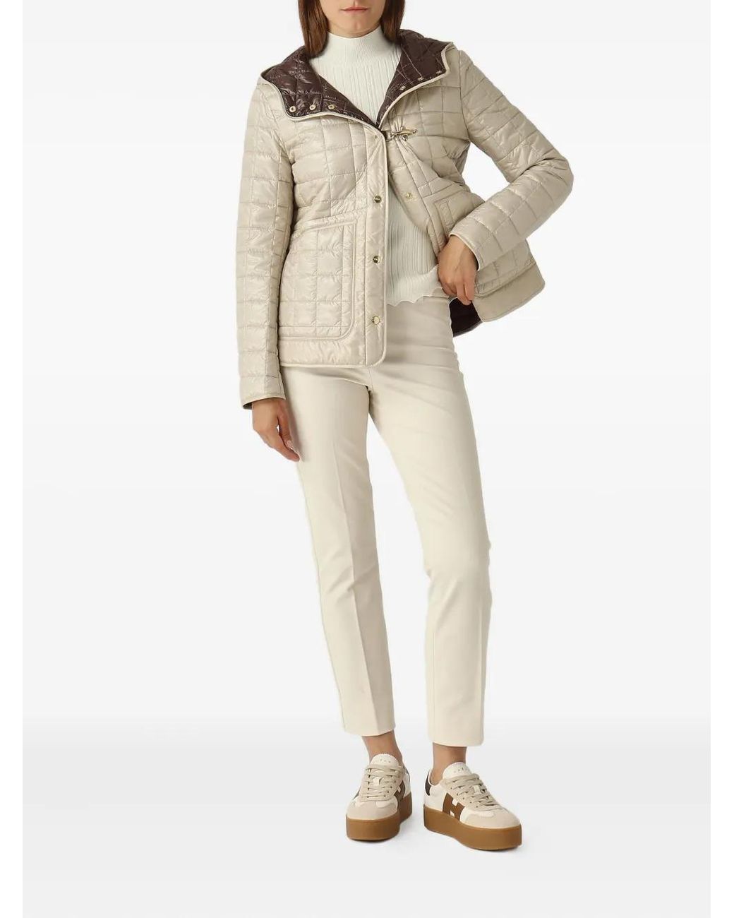 Fay Natural Veste Matelassée À Capuche