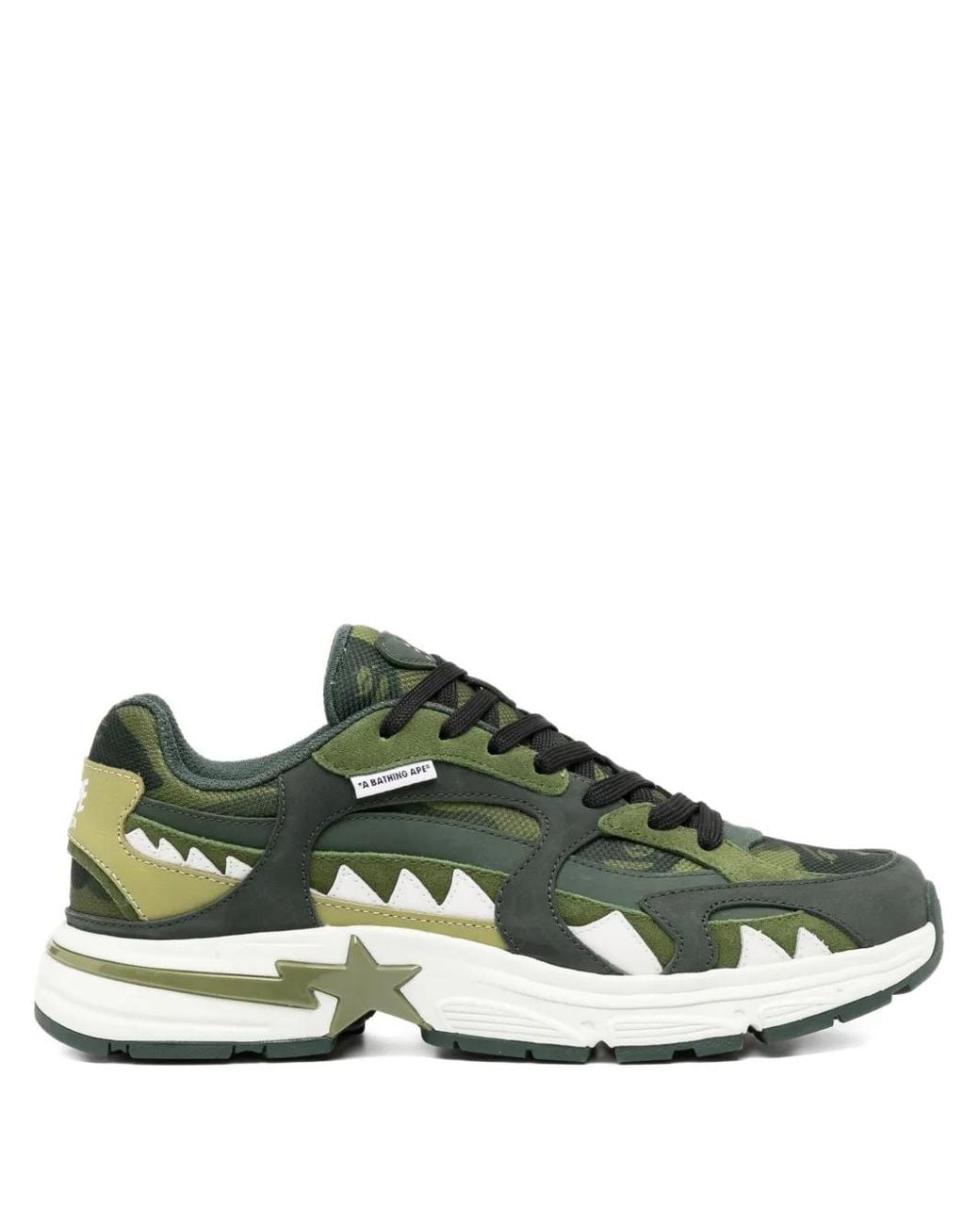 A Bathing Ape Green Star-Embellished Trainers for men