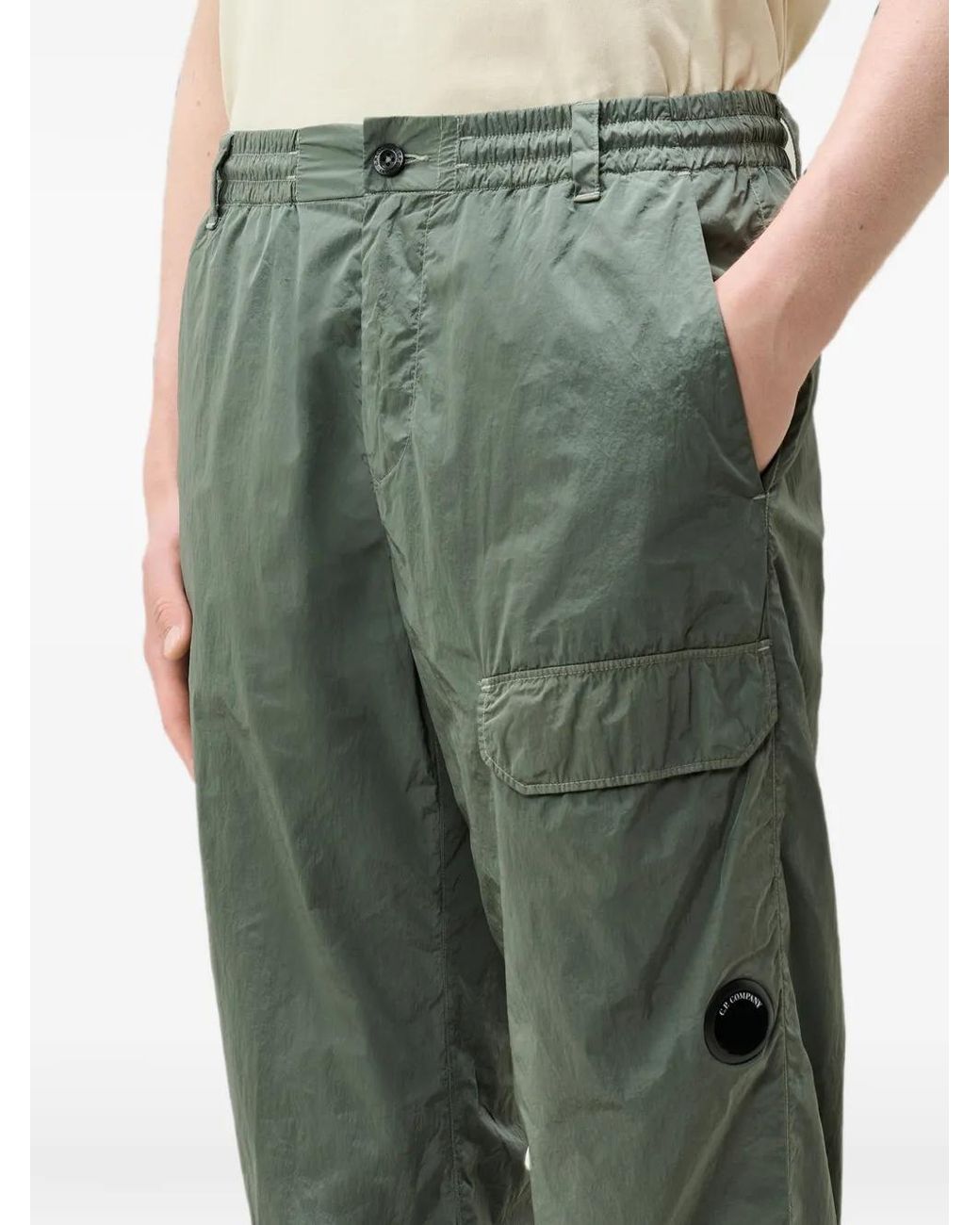 C P Company Green Lens-Detail Cargo Pants for men