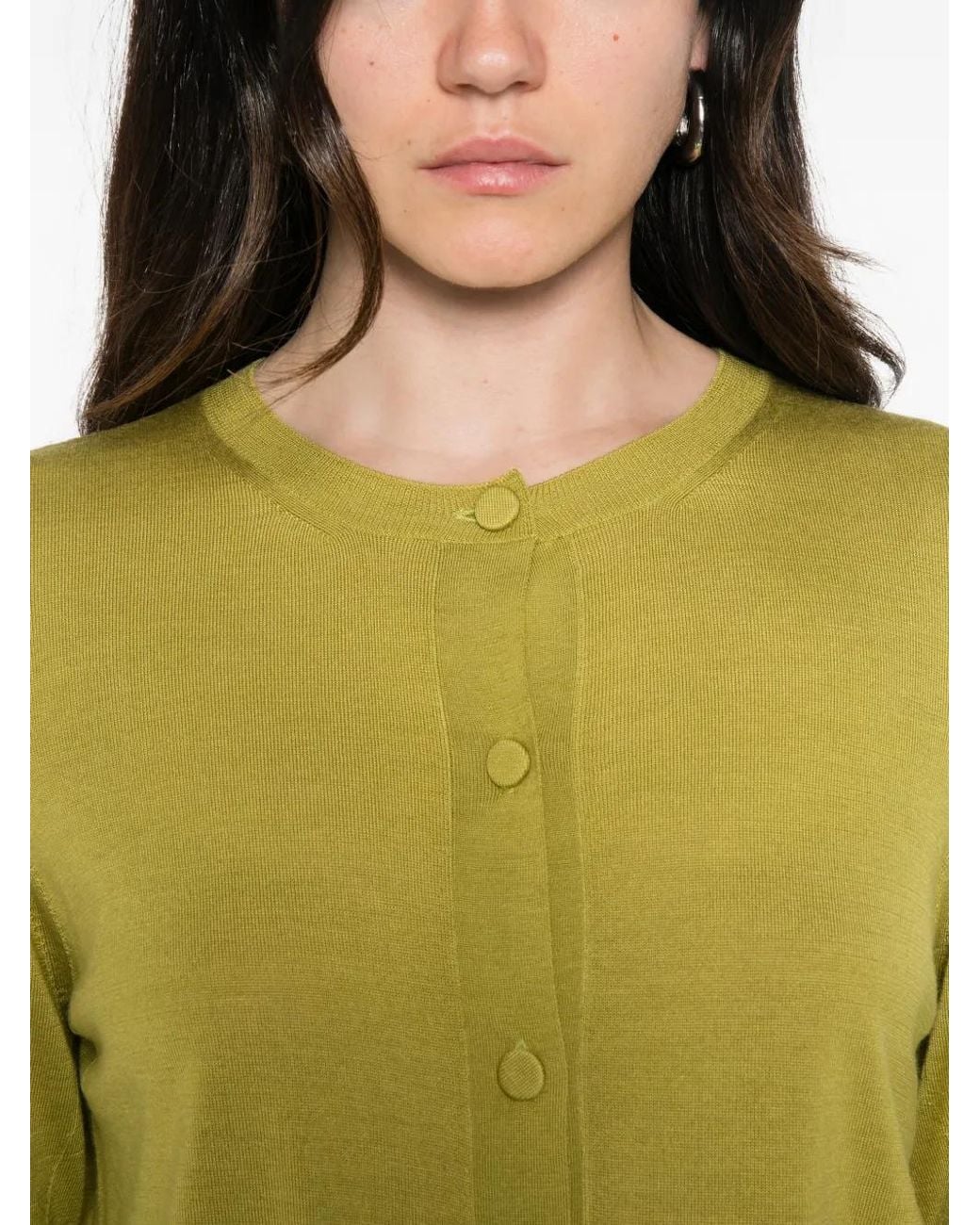 Plan C Yellow Button-Up Knit Cardigan