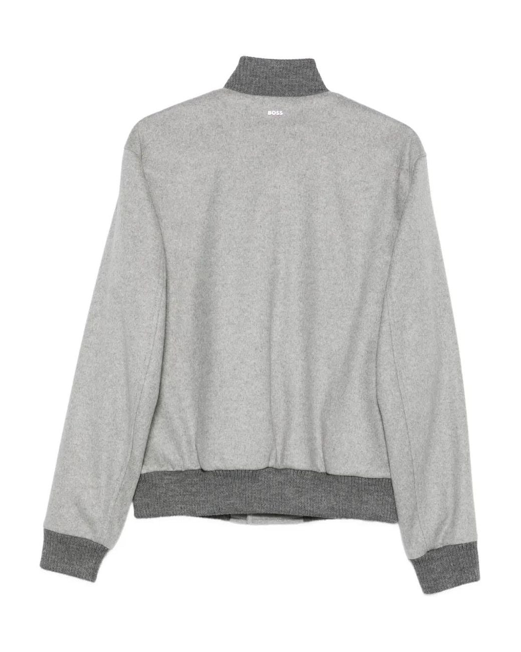 Boss Gray Button-Fastening Pocket Bomber Jacket for men