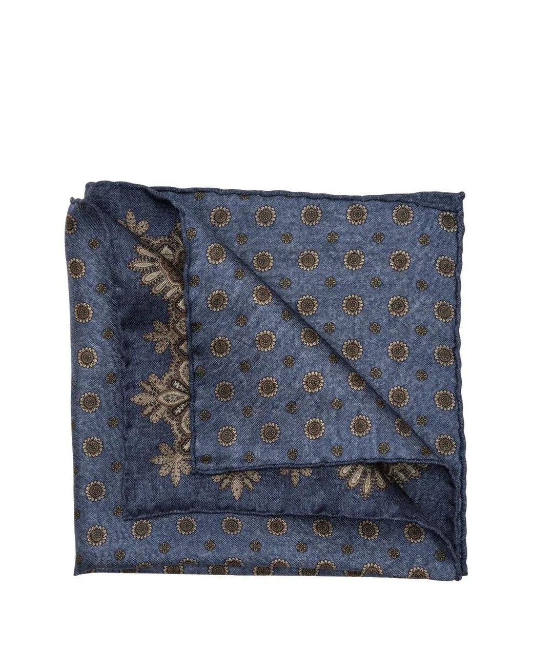 Elizabetta Blue Brando Silk Pocket Square for men