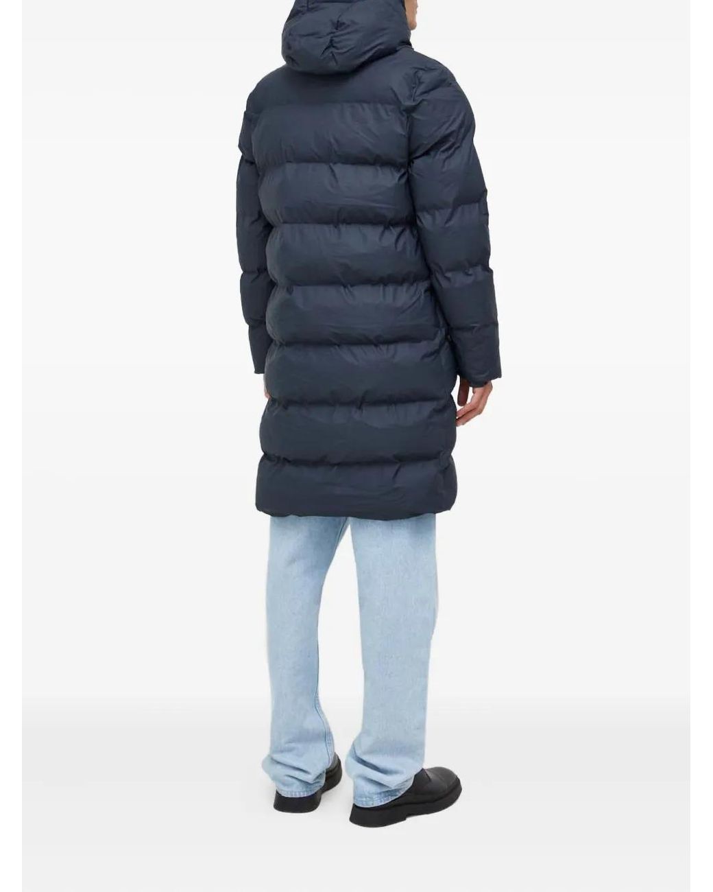 Rains Blue Alta Hooded-Neckline Quilted Jacket