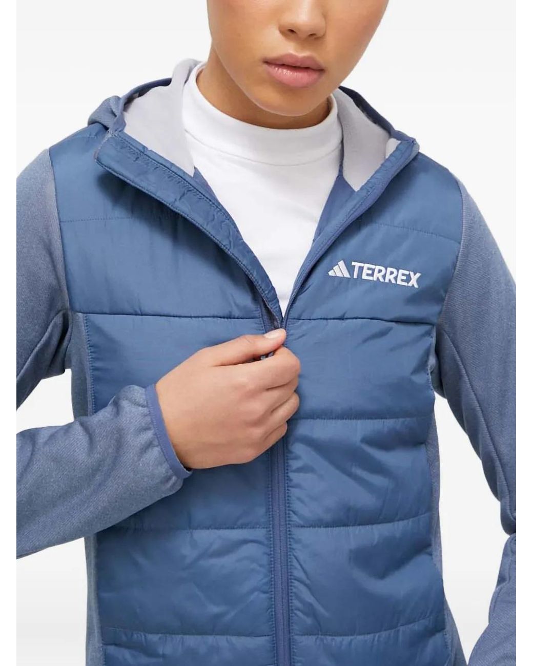 Adidas Blue Quilted Hooded Jacket