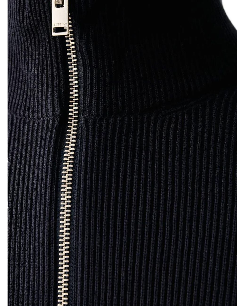 Lindbergh Blue Ribbed-Knit Zip-Up Cardigan for men