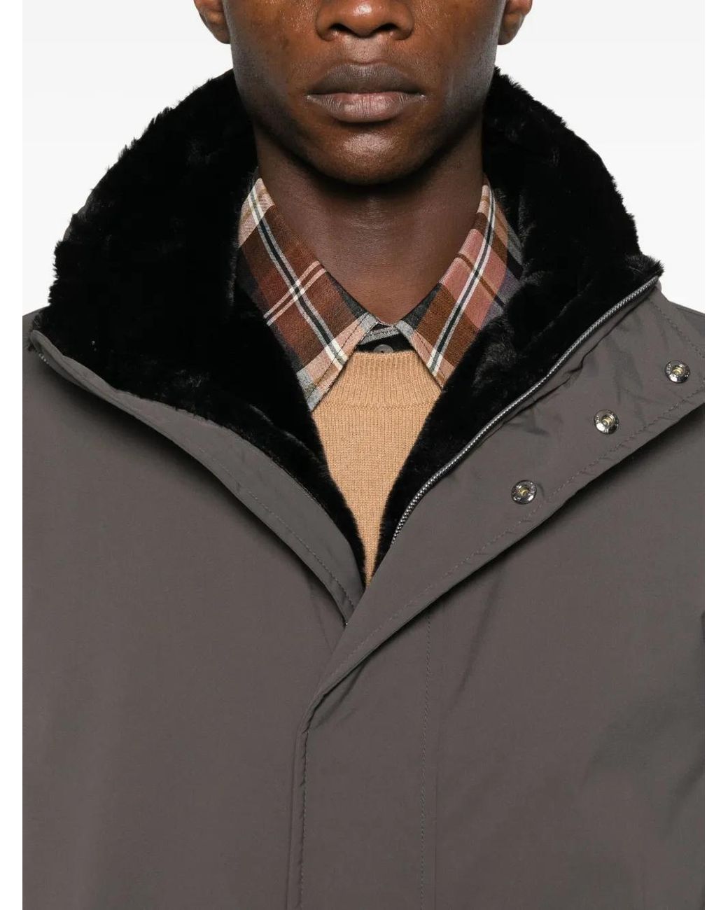 Herno Gray Hooded Coat for men