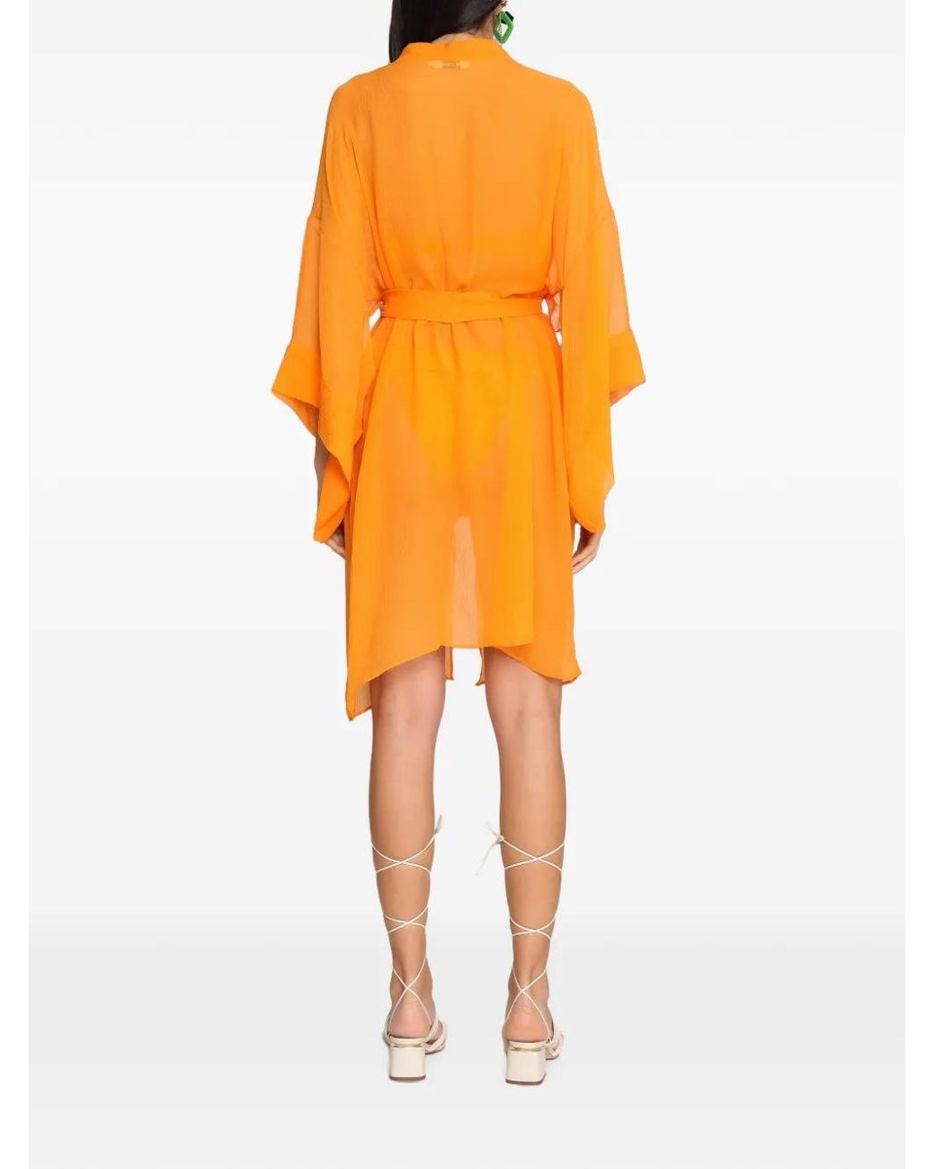 Vestido Midi Con Cinturón Amir Slama de color Orange