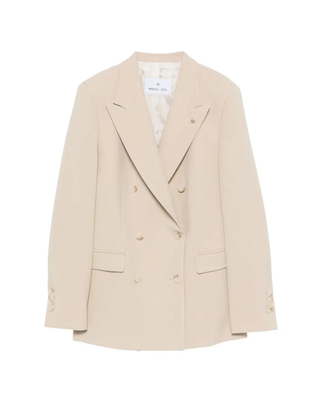 Manuel Ritz White Double-Breasted Peak-Lapel Jacket