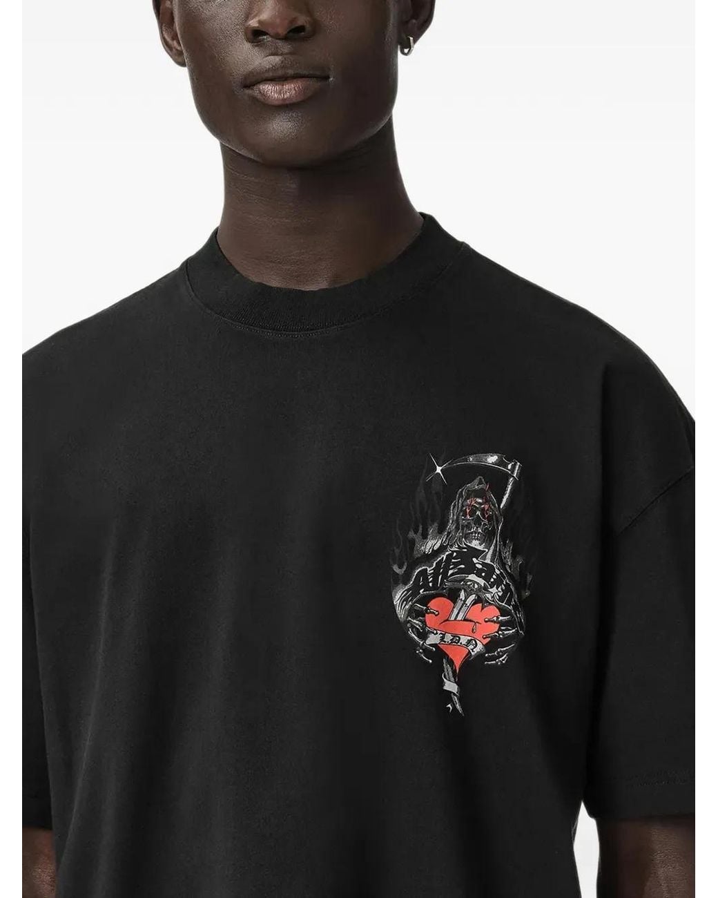 AllSaints Black Graphic-Print T-Shirt for men