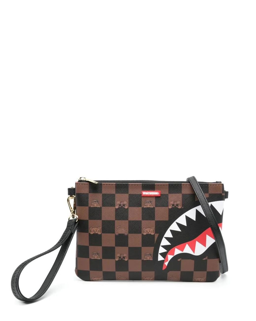 Sprayground Brown Checked Messenger Bag for men