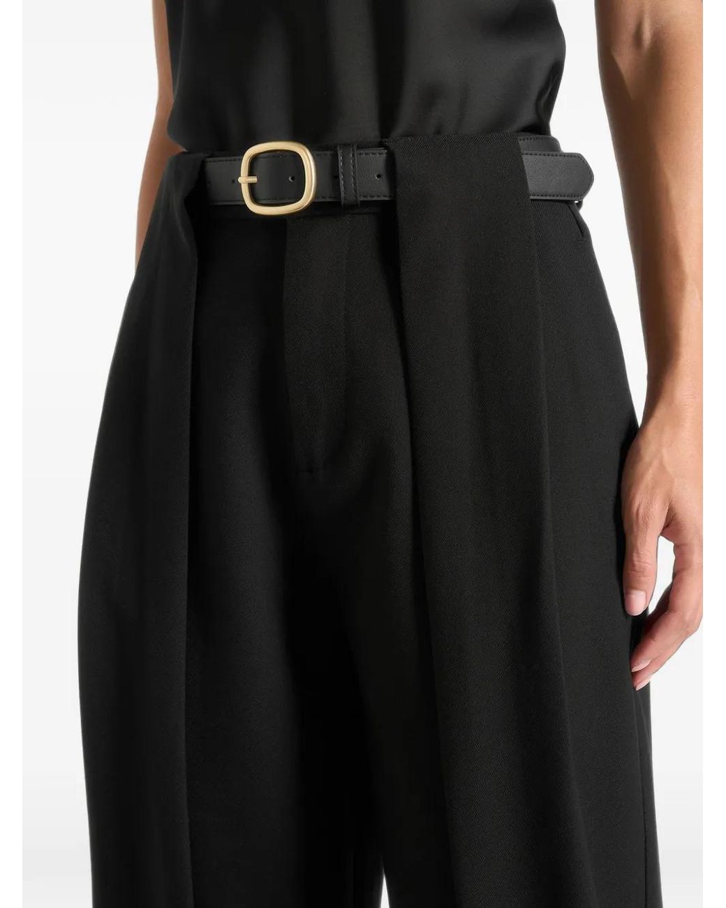Manière De Voir Black Jodie Belted Box-Pleat Trousers