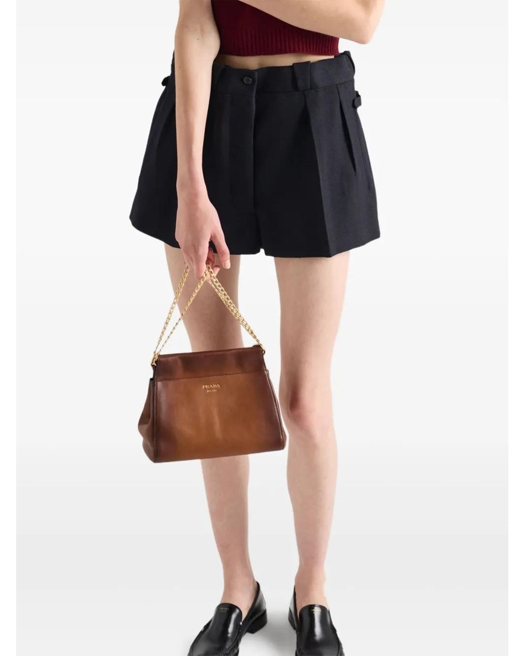 Prada Wollen Shorts Met Chevron Streep in het Blue