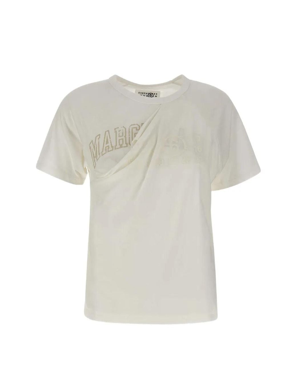 MM6 by Maison Margiela White Distressed-Panel T-Shirt