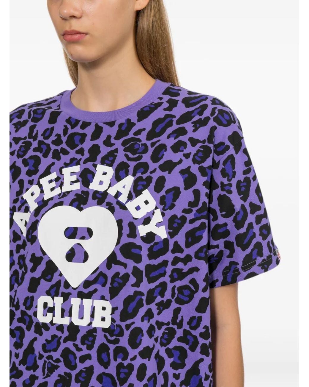 AAPE BY A BATHING AP Purple Wild-Leopard Pattern T-Shirt