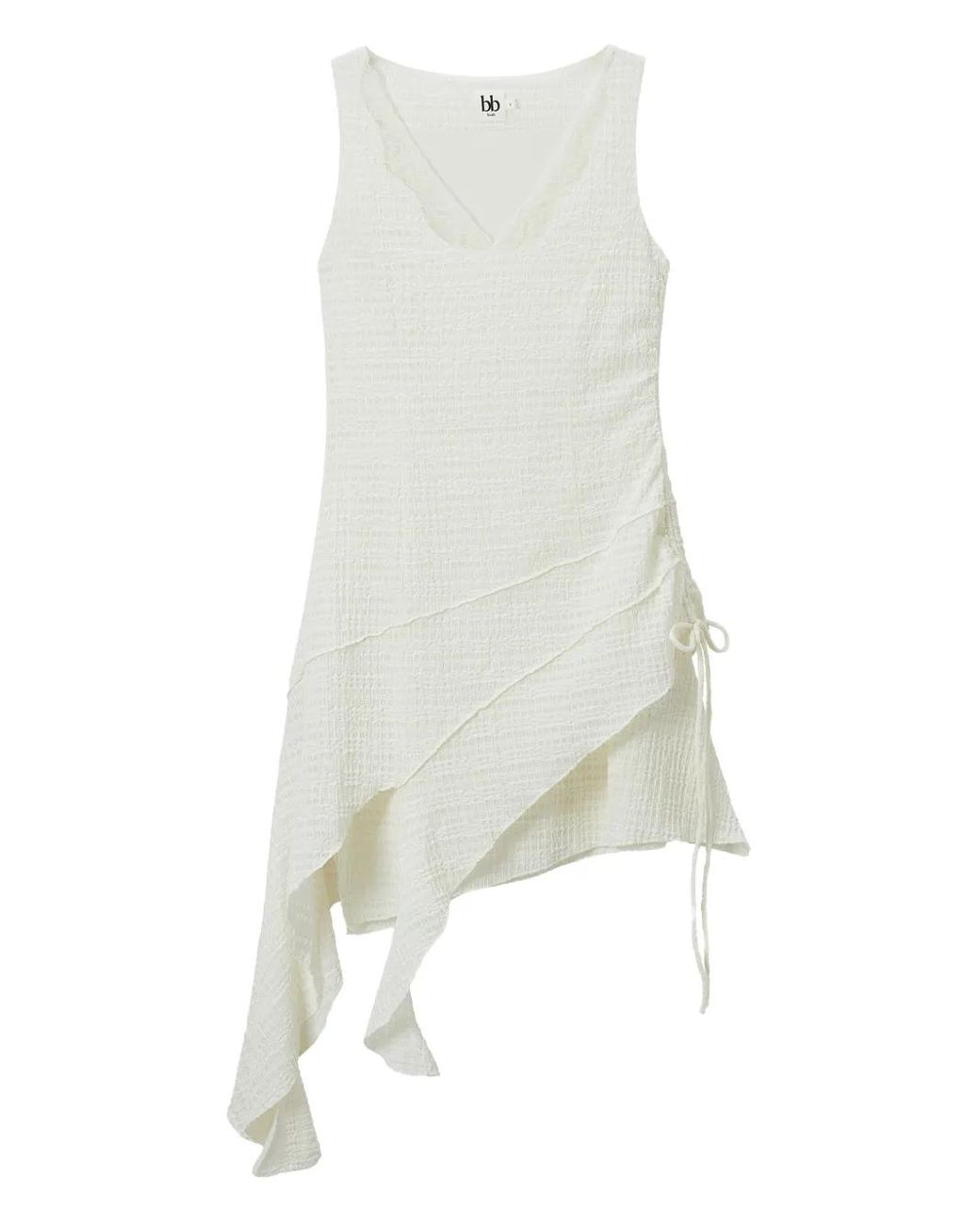 B+ AB White Asymmetric Layered Dress