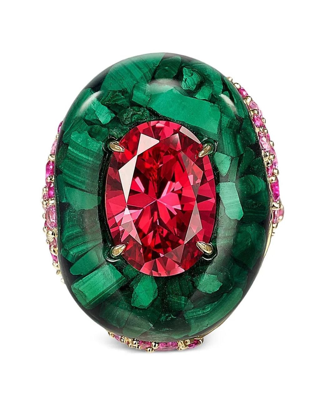 Anabela Chan Green Peacock Ring Mit Malachit