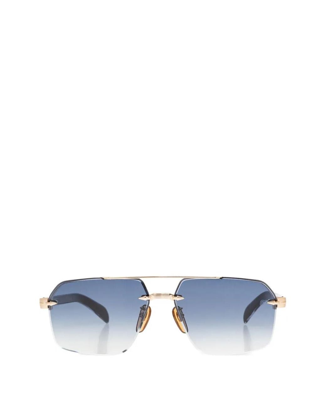 David Beckham Blue Rimless Geometric-Frame Sunglasses for men