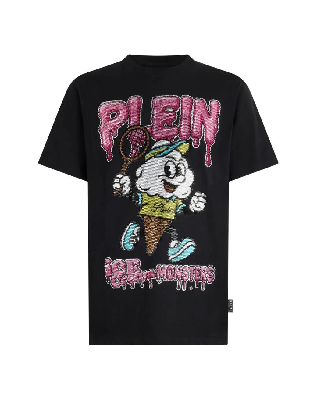 Philipp Plein Black Tennis Ice Cream Round Neck T-Shirt for men