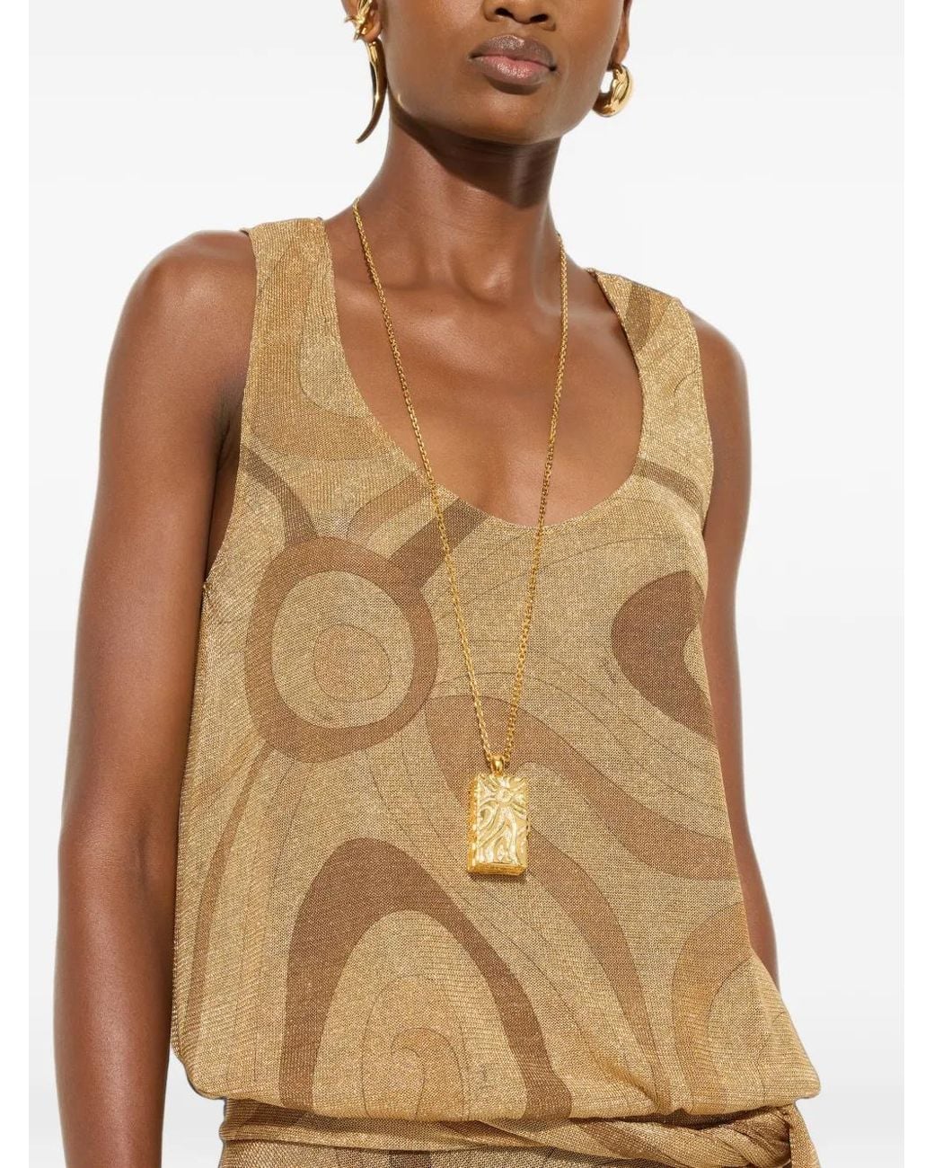 Emilio Pucci Natural Marmo-Print Voile Top