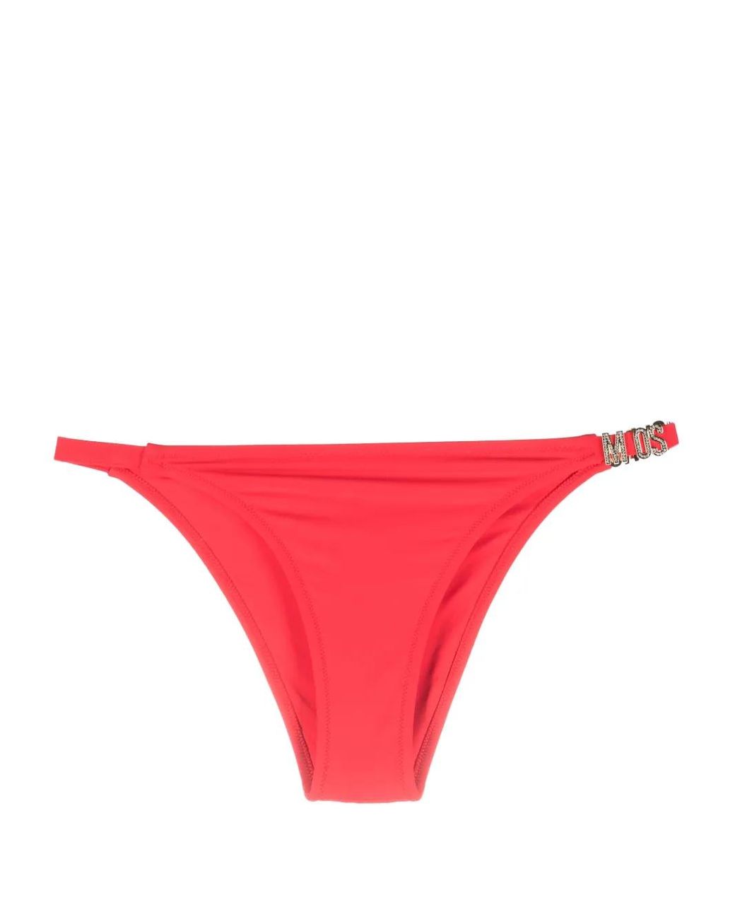 Moschino Red Logo-Plaque Bikini Bottoms