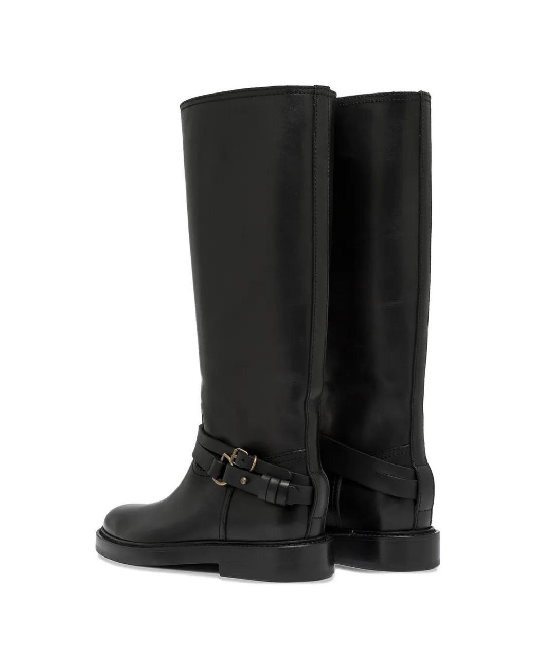 Buttero Black Laydee Buckle-Strap Knee-High Boots
