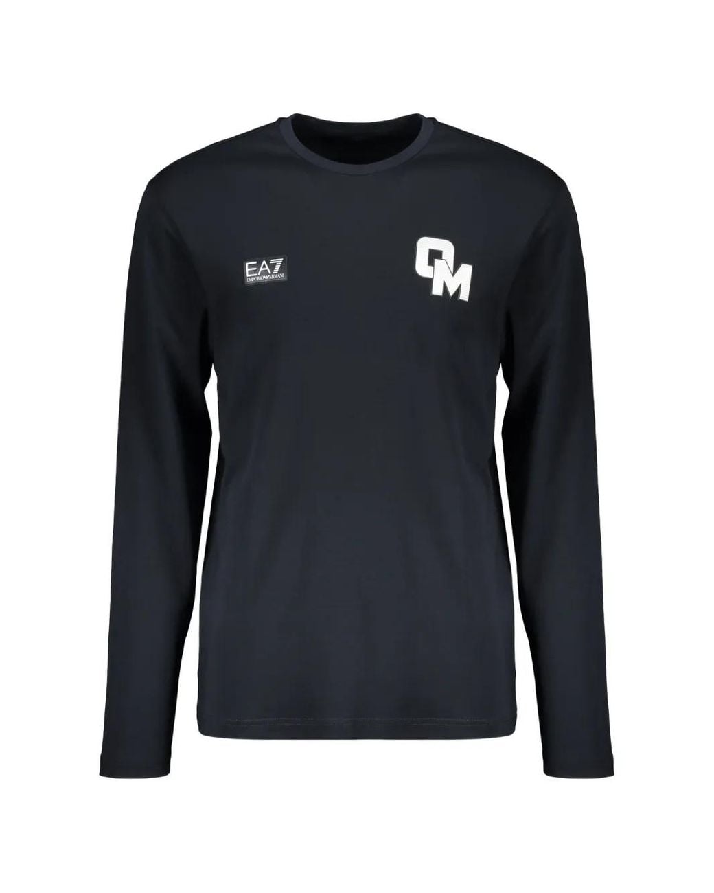 EA7 Blue Logo-Print Long-Sleeve T-Shirt for men