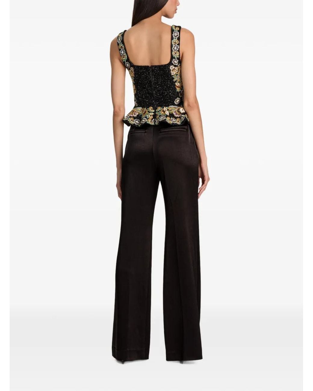 Alice + Olivia Black Shane Wide-Leg Trousers