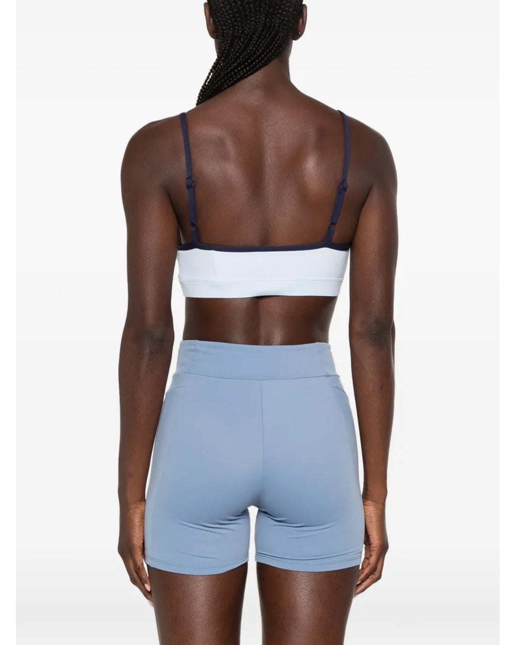 Sporty & Rich White Logo-Print Contrast-Trim Sports Bra