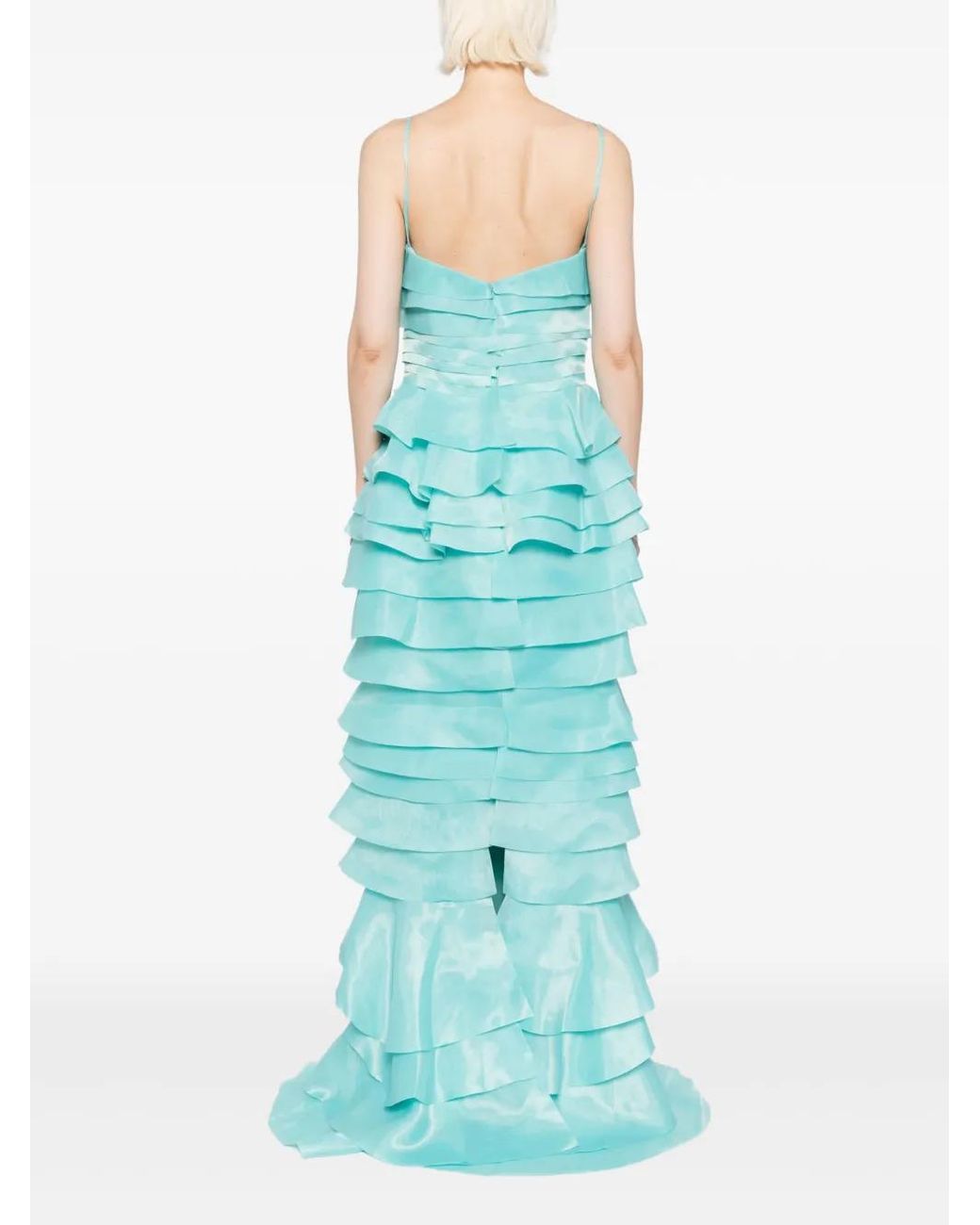 Saiid Kobeisy Blue Layered Organza Dress