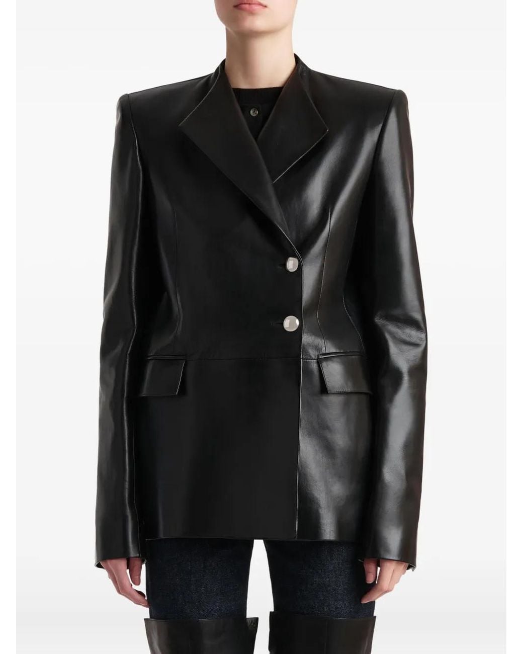 Khaite Black Button Lambskin Jacket