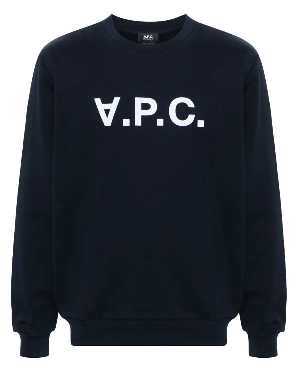 A.P.C. Blue Flocked-Logo Cotton Sweatshirt