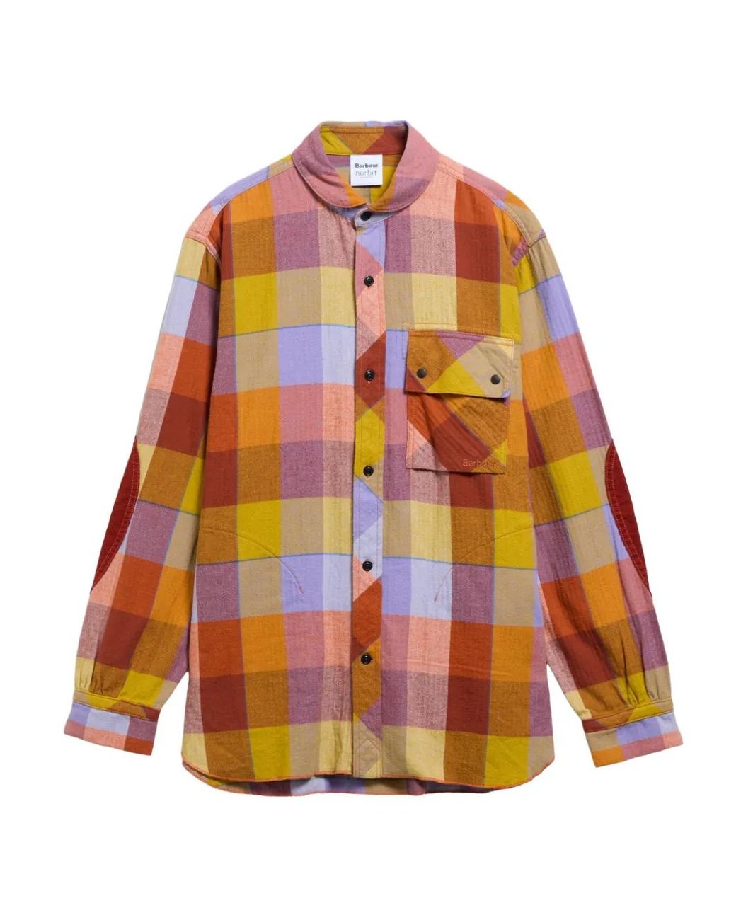 Barbour Orange X Norbit Checked Elbow-Patch Shirt for men
