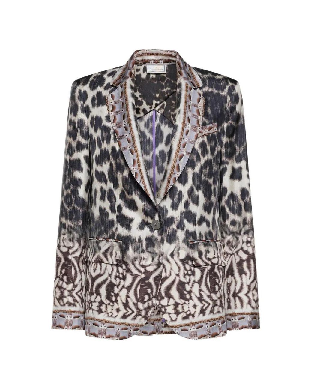 Pierre Louis Mascia Gray Ciadox Animal-Print Single-Breasted Blazer