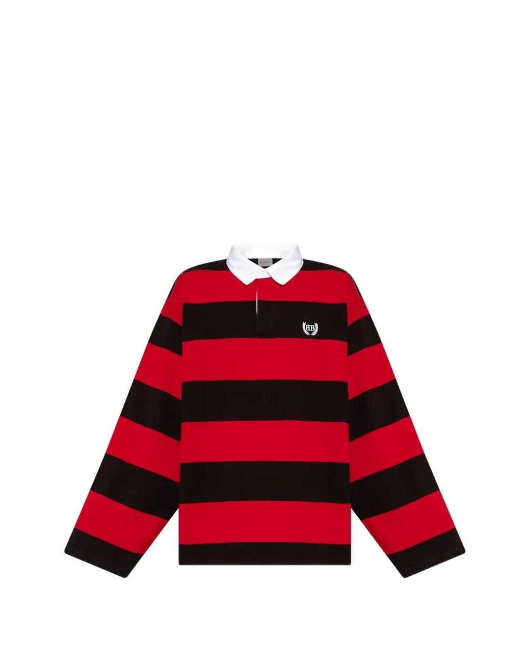 Balenciaga Red Long-Sleeve Polo Shirt for men