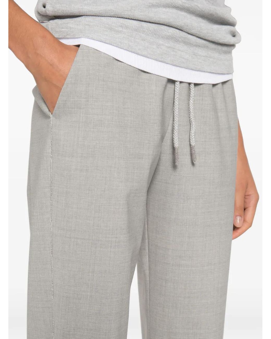 Panicale White Pantalon Droit À Lien De Resserrage