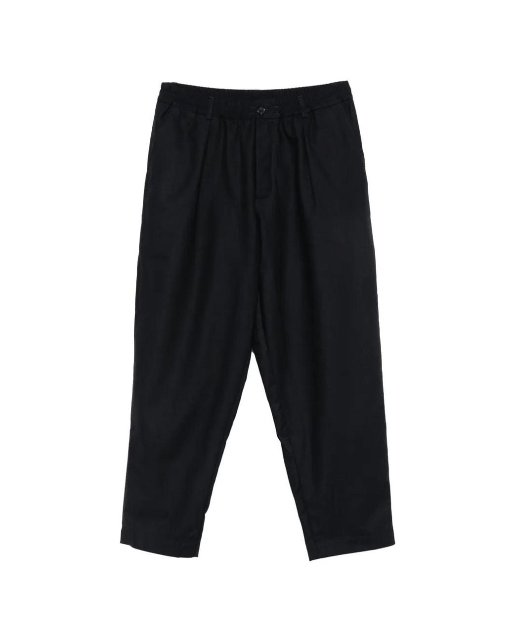Universal Works Black Pleated Elasticated-Waist Trousers for men