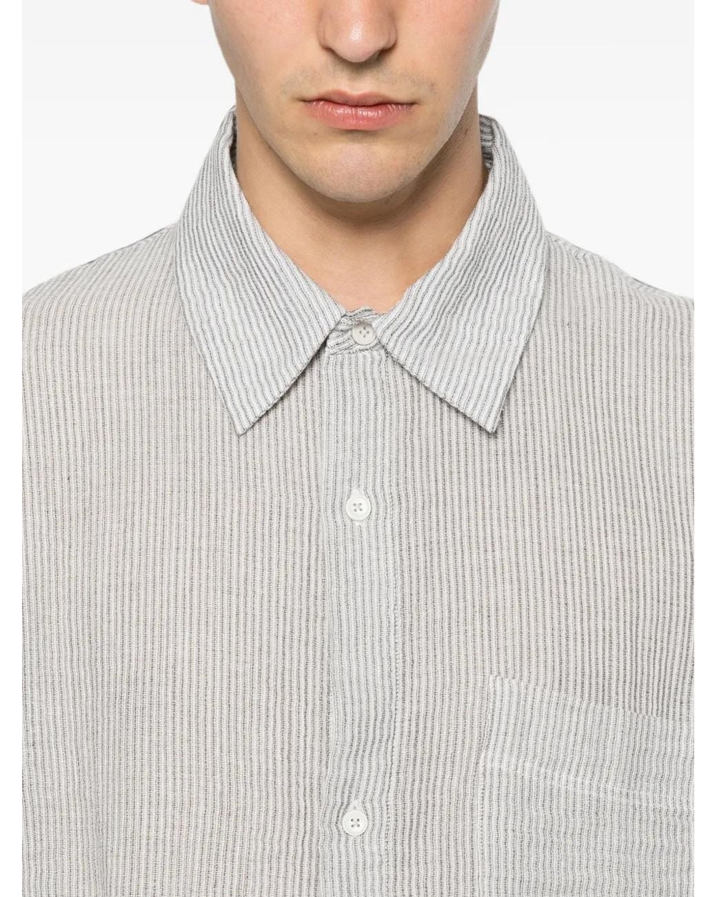 Won Hundred Gray Striped Short-Sleeve Shirt for men