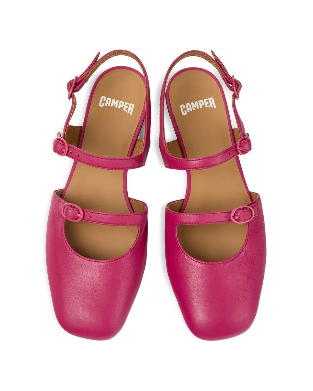 Camper Pink Casi Myra Buckle Leather Sandals