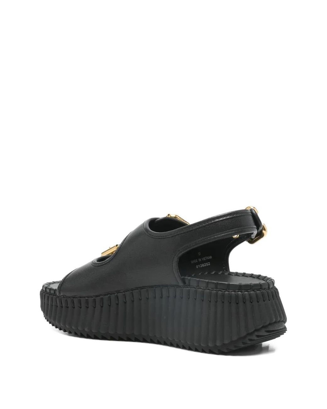 Chloé Black Nama Buckle Flatform Heeled Sandals