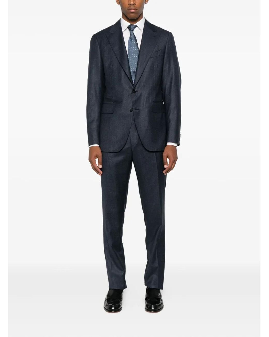 Canali Blue Checked Single-Breasted Suit for men