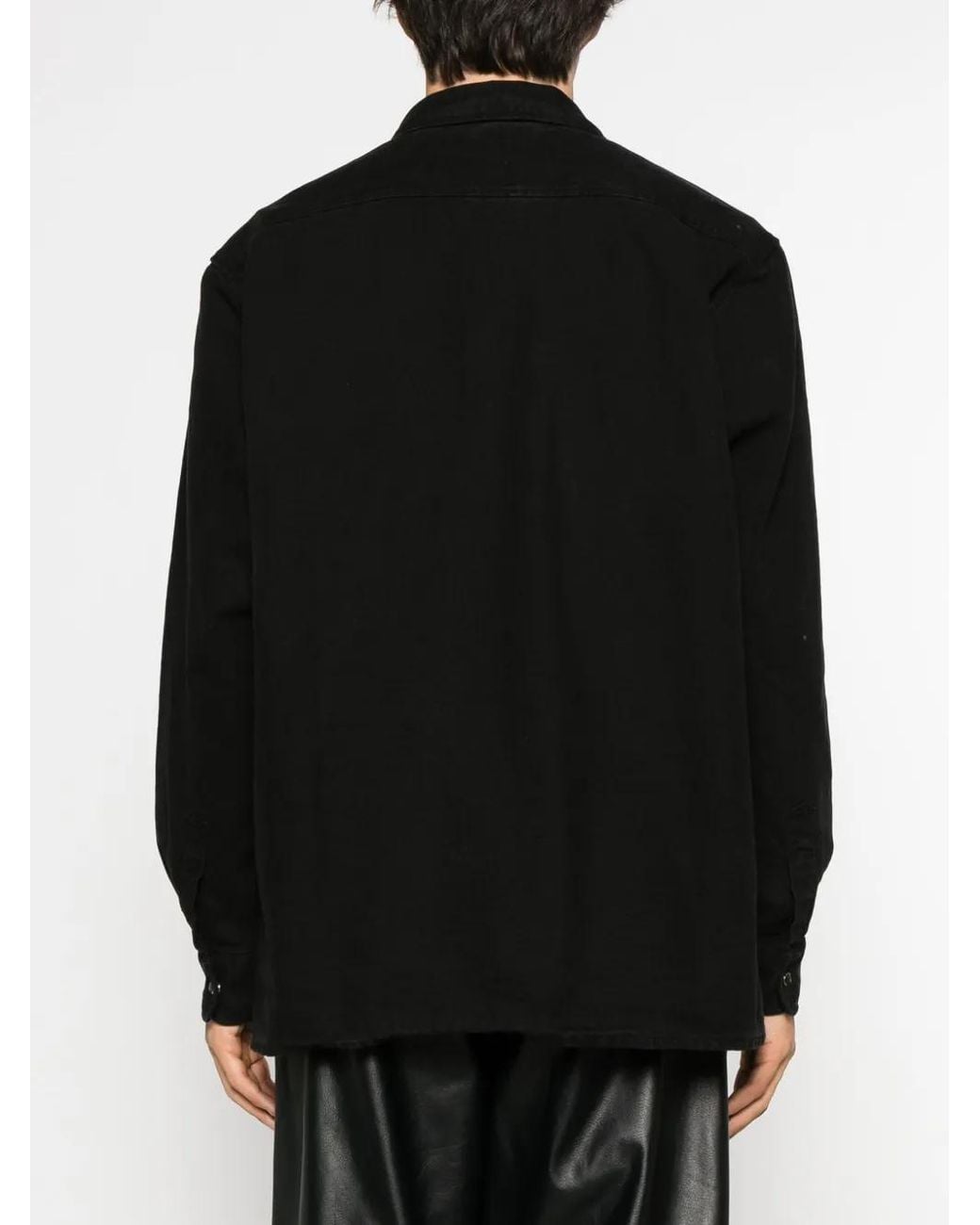 Gcds Black Logo-Patch Cotton Shirt for men